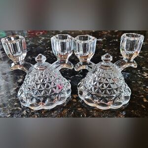 #Vintage #Depression #Imperial Glass Candlestick Holders Set Of 2